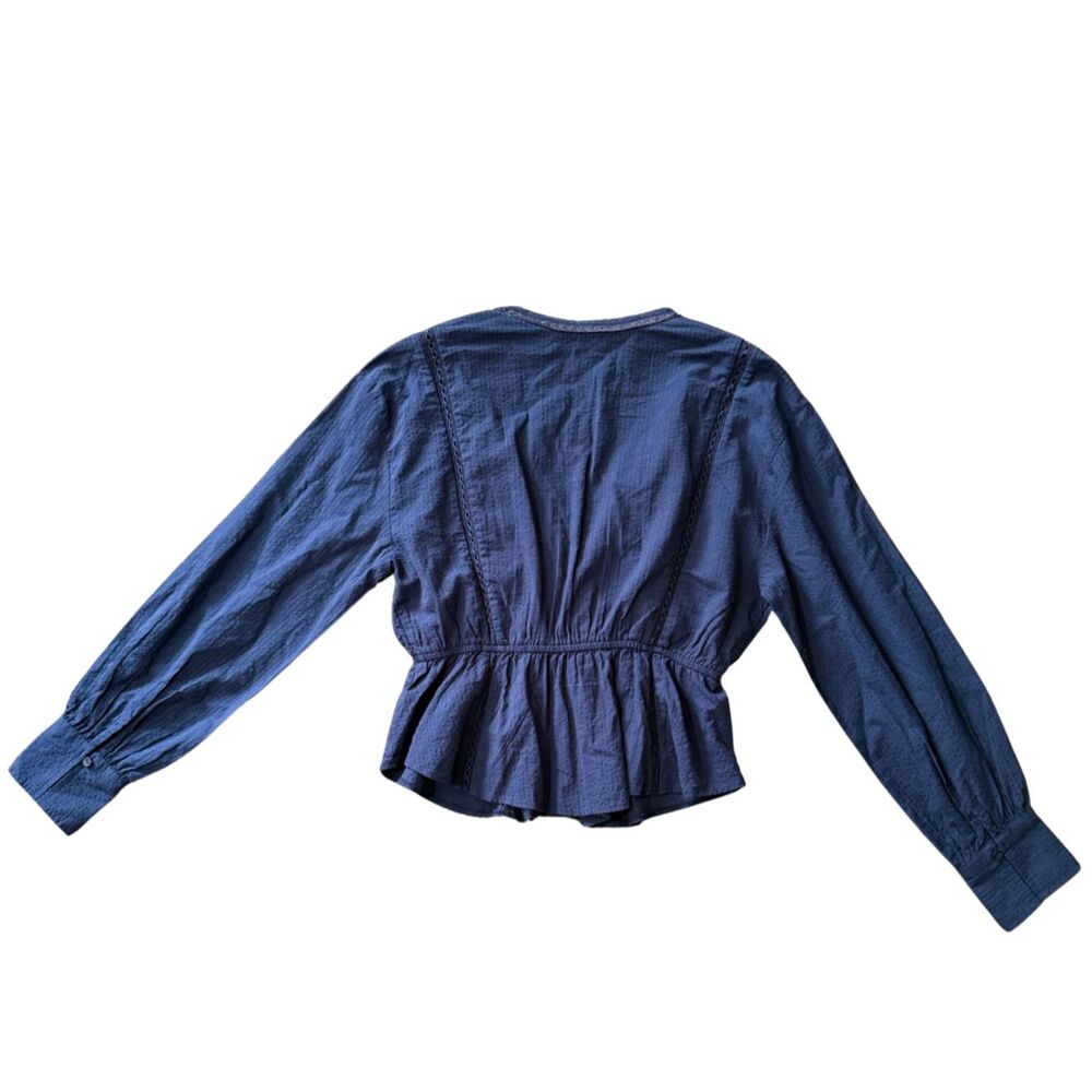 Abercrombie & Fitch Long Sleeve Embroidered V-Neck Babydoll Top Size Large - Picture 3 of 4